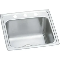 Elkay Lustertone Classic 20" Drop In/Topmount Stainless Steel Laundry/Utility Sink, Lustrous Satin, 3 Faucet Holes, DLR191910PD3
