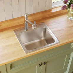 Elkay Lustertone Classic 20" Drop In/Topmount Stainless Steel Laundry/Utility Sink, Lustrous Satin, 3 Faucet Holes, DLR191910PD3