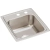 Elkay Lustertone Classic 15" Rectangle Stainless Steel Bar/Prep Sink, Lustrous Satin, MR2 Faucet Holes, LR1517MR2