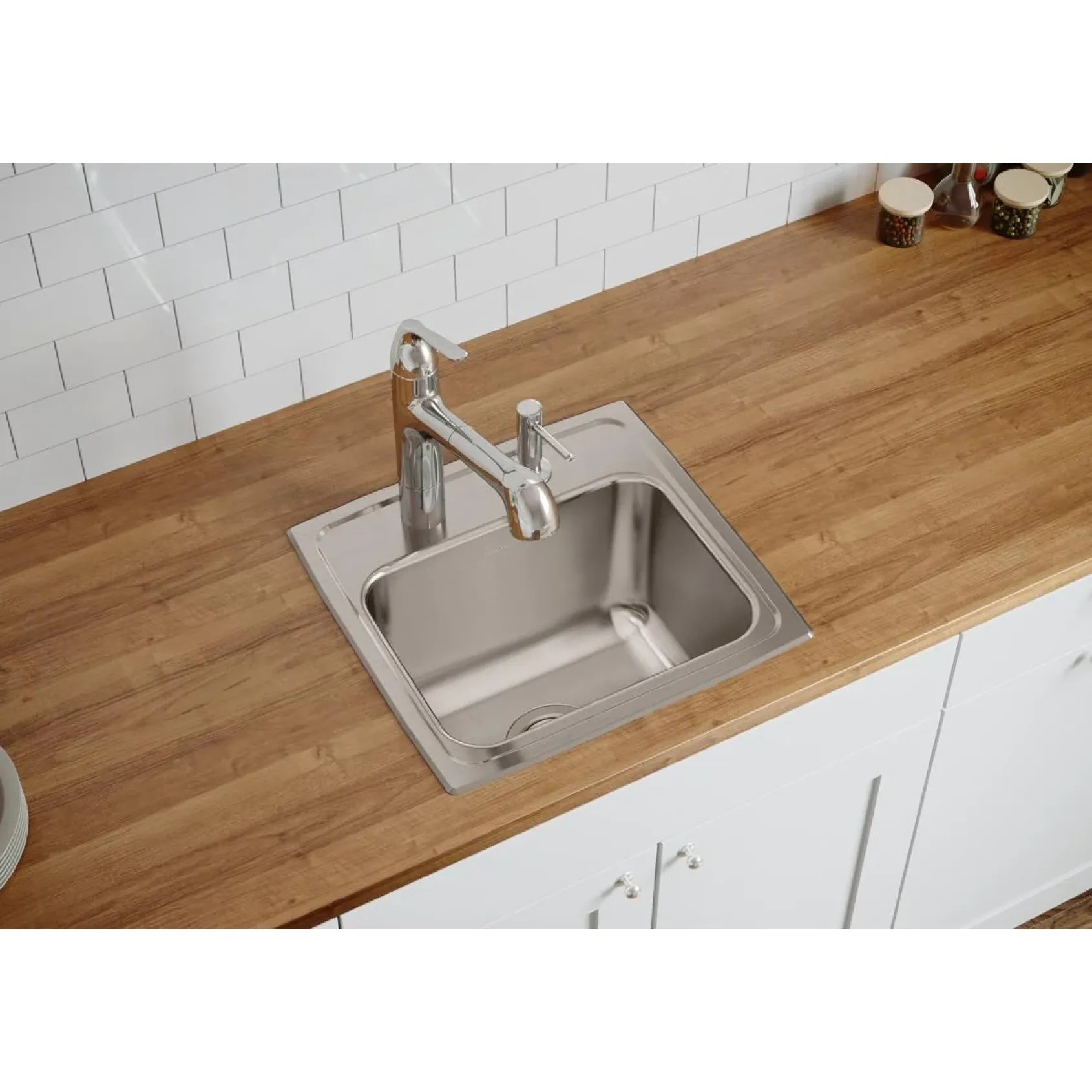 Elkay Lustertone Classic 17" Drop In/Topmount Stainless Steel Kitchen Sink, Lustrous Satin, MR2 Faucet Holes, DLR171610MR2