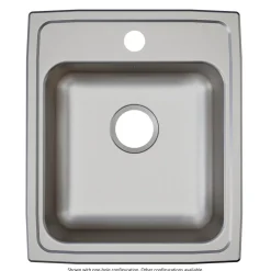 Elkay Lustertone Classic 17" Drop In/Topmount Stainless Steel ADA Kitchen Sink, Lustrous Satin, No Faucet Hole, LRAD1720550