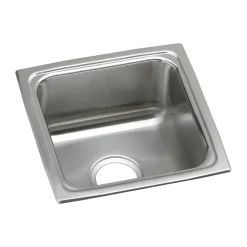 Elkay Lustertone Classic 15" Square Stainless Steel Bar/Prep Sink, Lustrous Satin, 18 Gauge, LFR1515
