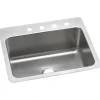 Elkay Lustertone Classic 27" Dual Mount Stainless Steel Kitchen Sink, Lustrous Satin, MR2 Faucet Holes, DLSR272210MR2