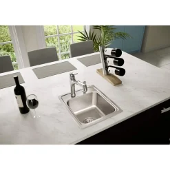 Elkay Lustertone Classic 15" Stainless Steel Bar Sink, Lustrous Satin, 2 Faucet Hole, LR15172