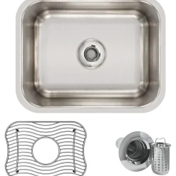 Elkay Lustertone Classic 15" Stainless Steel Bar Sink Kit, Lustrous Satin, ELUH129DBG