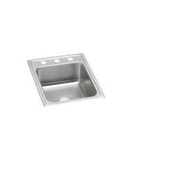 Elkay Lustertone Classic 17" Drop In/Topmount Stainless Steel ADA Kitchen Sink, Lustrous Satin, No Faucet Hole, LRAD1722550