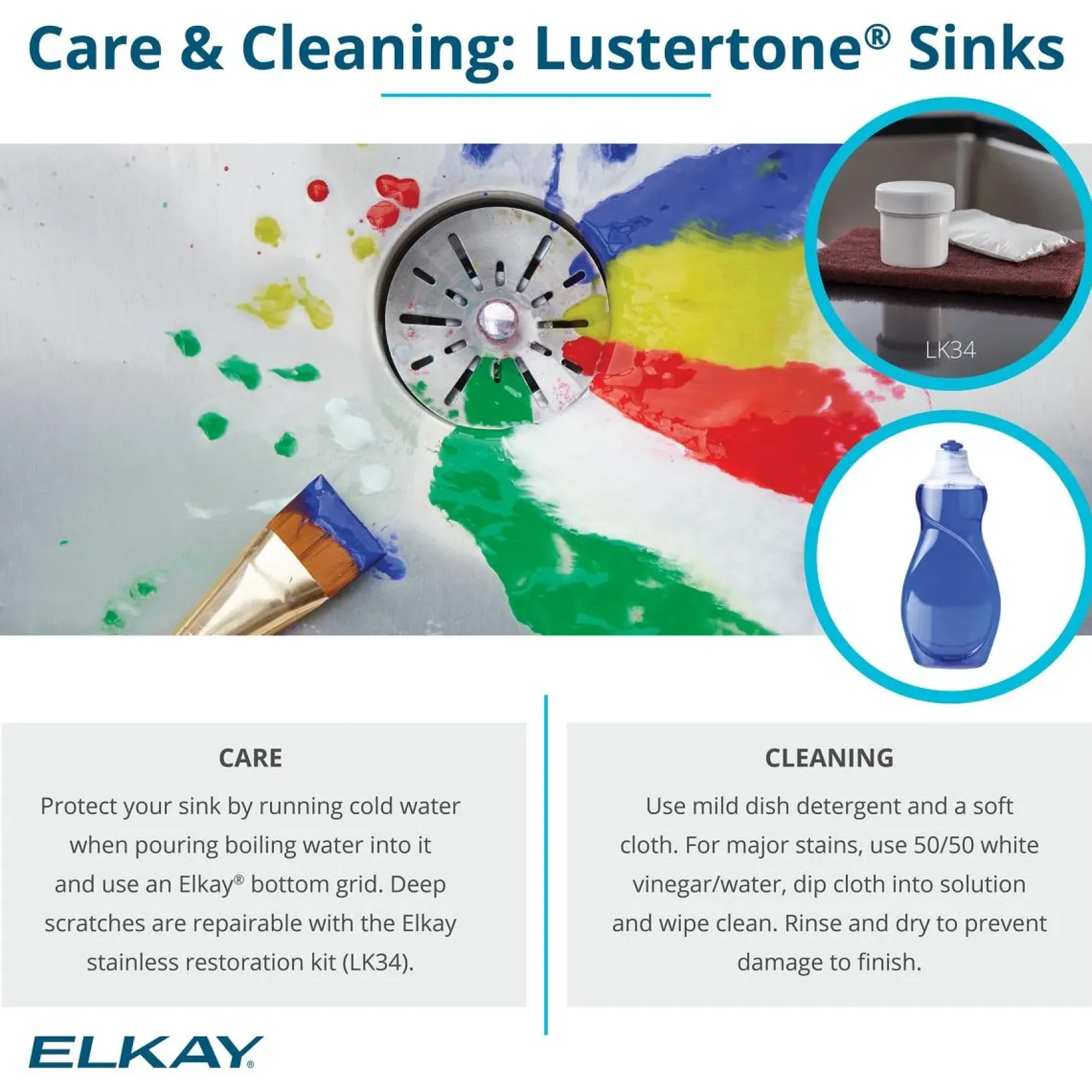 Elkay Lustertone Classic 22" Drop In/Topmount Stainless Steel ADA Kitchen Sink, Lustrous Satin, 18 Gauge, LRAD2219650