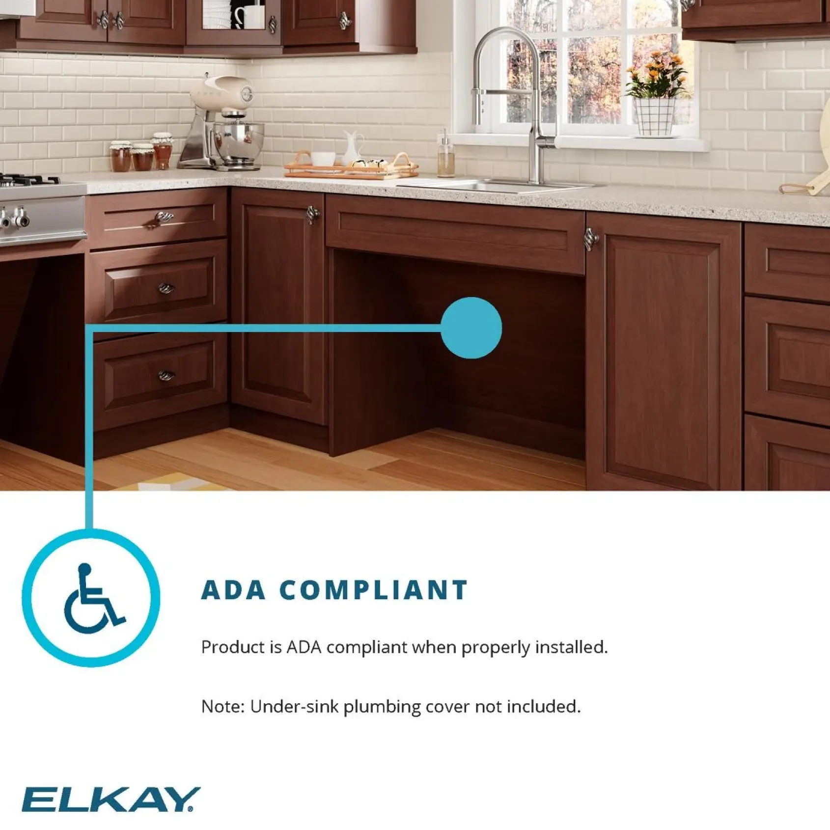 Elkay Lustertone Classic 22" Drop In/Topmount Stainless Steel ADA Kitchen Sink, Lustrous Satin, 18 Gauge, LRAD2219650
