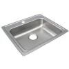 Elkay Lustertone Classic 22" Drop In/Topmount Stainless Steel ADA Kitchen Sink, Lustrous Satin, 4 Faucet Holes, LRAD2219604