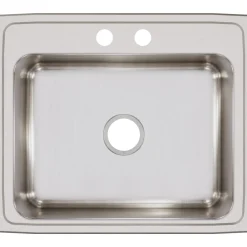 Elkay Lustertone Classic 25" Stainless Steel Kitchen Sink, 18 Gauge, Lustrous Satin, 2 Faucet Hole, LR25212