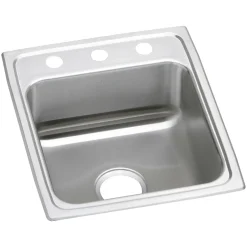 Elkay Lustertone Classic 17" Drop In/Topmount Stainless Steel ADA Kitchen Sink, Lustrous Satin, OS4 Faucet Holes, LRAD172040OS4