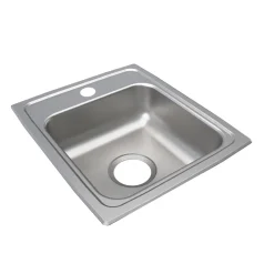 Elkay Lustertone Classic 15" Drop In/Topmount Stainless Steel ADA Kitchen Sink, Lustrous Satin, 1 Faucet Hole, LRAD1517551