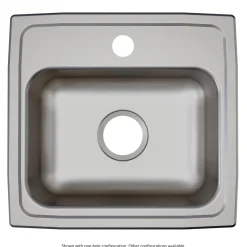Elkay Lustertone Classic 17" Drop In/Topmount Stainless Steel ADA Kitchen Sink, Lustrous Satin, 2 Faucet Holes, LRAD1716552