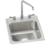 Elkay Lustertone Classic 17" Rectangle Drop In/Topmount Stainless Steel Bathroom Sink Kit with Faucet, Lustrous Satin, 3 Faucet Holes, LH1720C