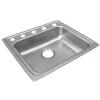 Elkay Lustertone Classic 22" Drop In/Topmount Stainless Steel ADA Kitchen Sink, Lustrous Satin, 5 Faucet Holes, LRAD2219505