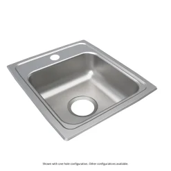 Elkay Lustertone Classic 15" Drop In/Topmount Stainless Steel ADA Kitchen Sink, Lustrous Satin, 1 Faucet Hole, LRAD1517651