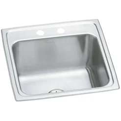 Elkay Lustertone Classic 20" Drop In/Topmount Stainless Steel Laundry/Utility Sink, Lustrous Satin, 2 Faucet Holes, DLR191910PD2