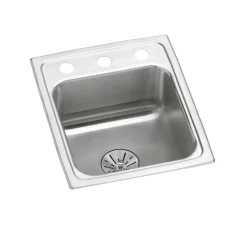 Elkay Lustertone Classic 13" Drop In/Topmount Stainless Steel ADA Kitchen Sink, Lustrous Satin, 3 Faucet Holes, Perfect Drain, LRAD131665PD3