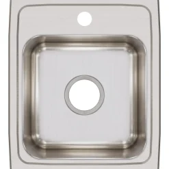 Elkay Lustertone Classic 15" Stainless Steel Bar Sink, Lustrous Satin, 1 Faucet Hole, LR15171