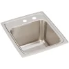 Elkay Lustertone Classic 15" Drop In/Topmount Stainless Steel Kitchen Sink, Lustrous Satin, MR2 Faucet Holes, DLR151710MR2