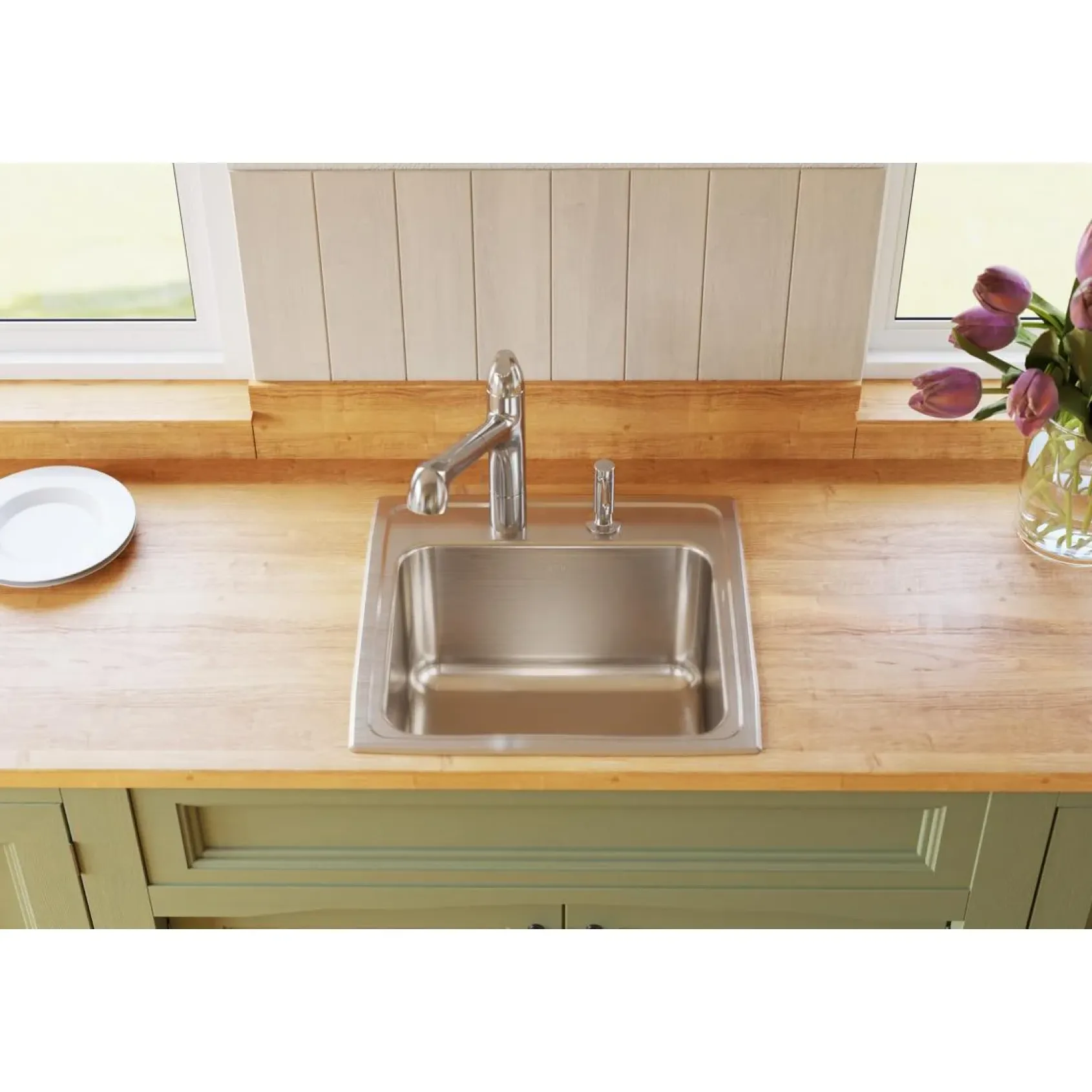Elkay Lustertone Classic 20" Drop In/Topmount Stainless Steel Laundry/Utility Sink, Lustrous Satin, 1 Faucet Hole, DLR191910PD1