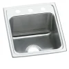 Elkay Lustertone Classic 15" Drop In/Topmount Stainless Steel ADA Kitchen Sink, Lustrous Satin, 1 Faucet Hole, LRAD1522601