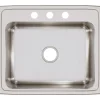 Elkay Lustertone Classic 25" Stainless Steel Kitchen Sink, 18 Gauge, Lustrous Satin, 3 Faucet Hole, LR25213