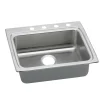 Elkay Lustertone Classic 25" Drop In/Topmount Stainless Steel ADA Kitchen Sink, Lustrous Satin, 4 Faucet Holes, LRAD2522504