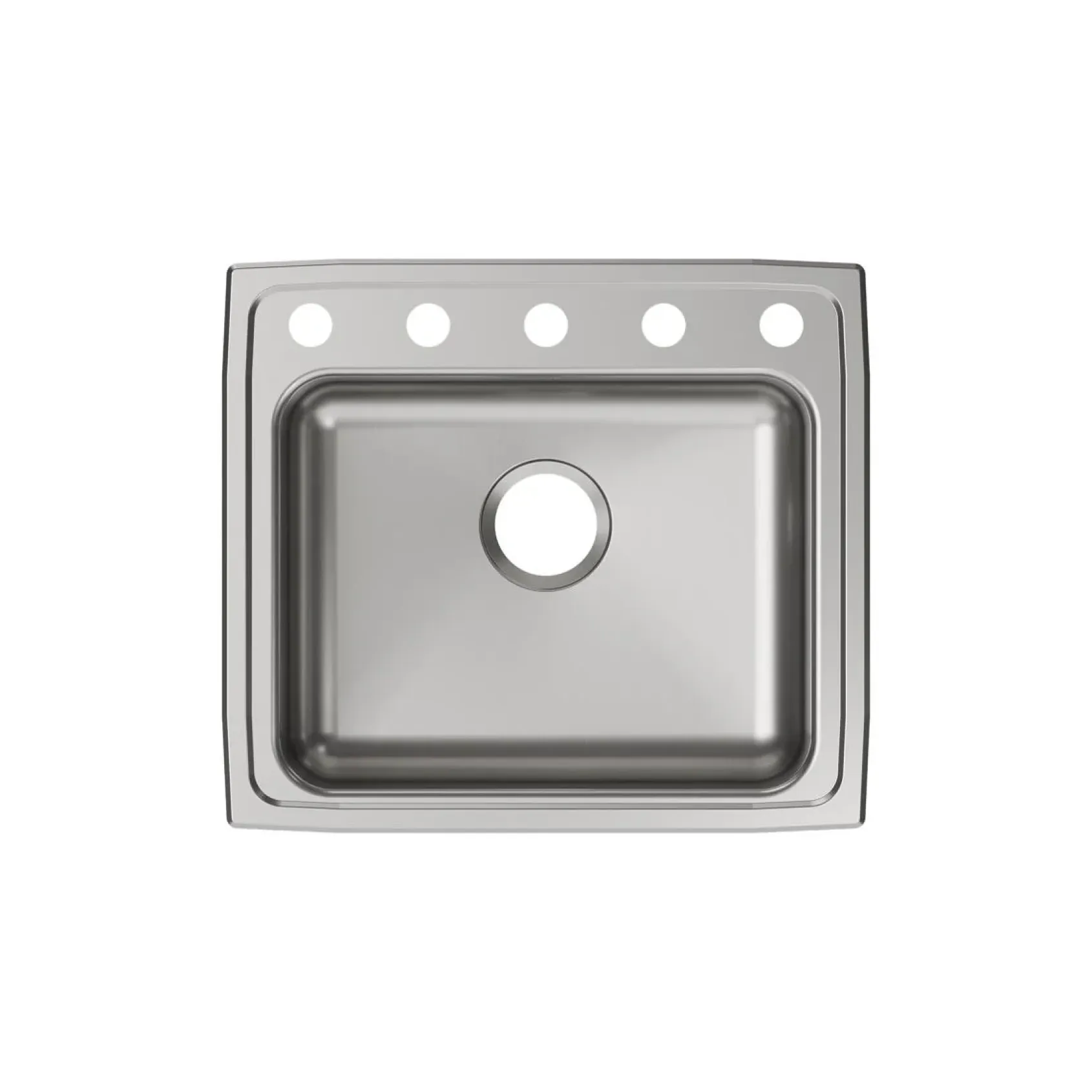 Elkay Lustertone Classic 22" Drop In/Topmount Stainless Steel ADA Kitchen Sink, Lustrous Satin, 5 Faucet Holes, LRAD2219655