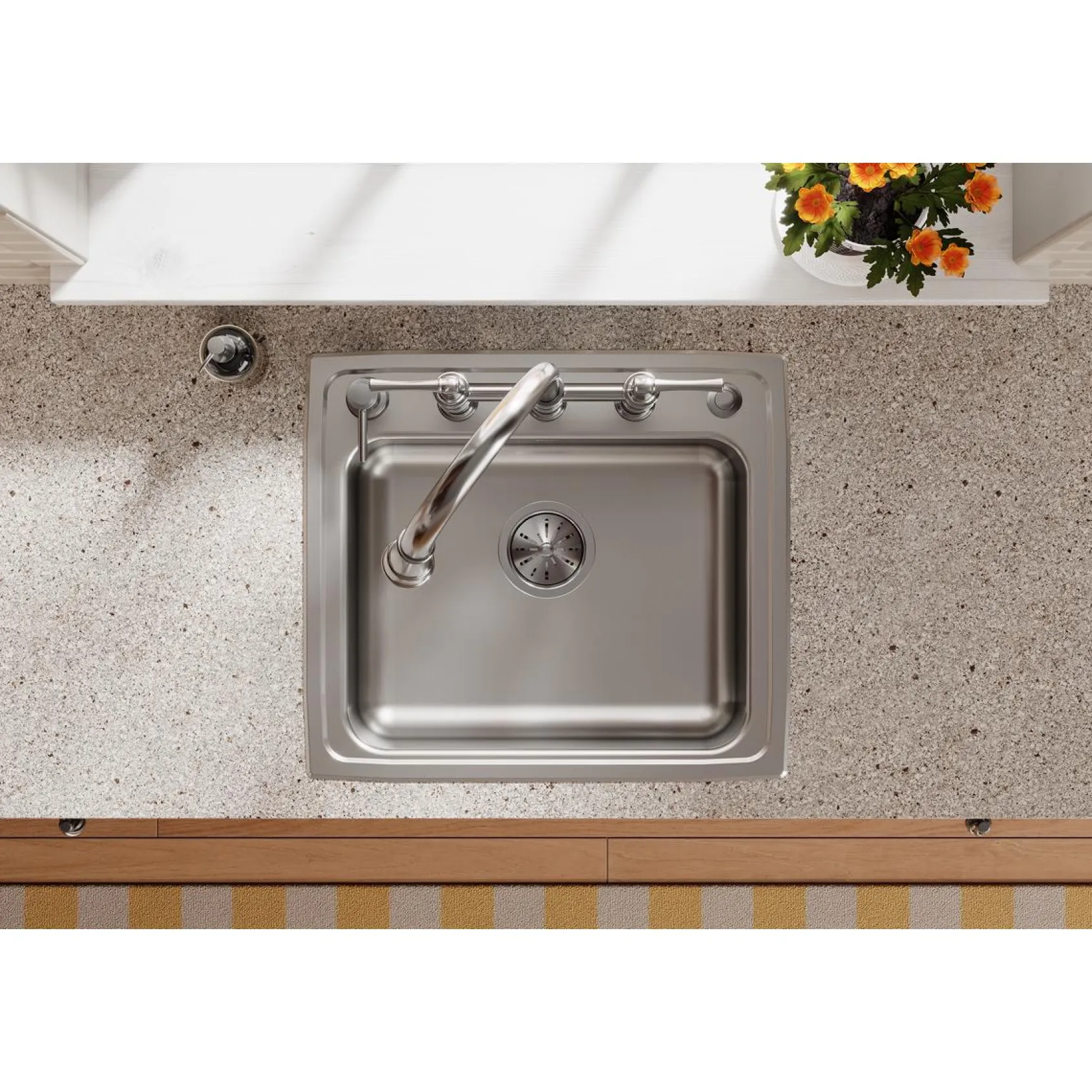 Elkay Lustertone Classic 22" Drop In/Topmount Stainless Steel ADA Kitchen Sink, Lustrous Satin, 5 Faucet Holes, LRAD2219655