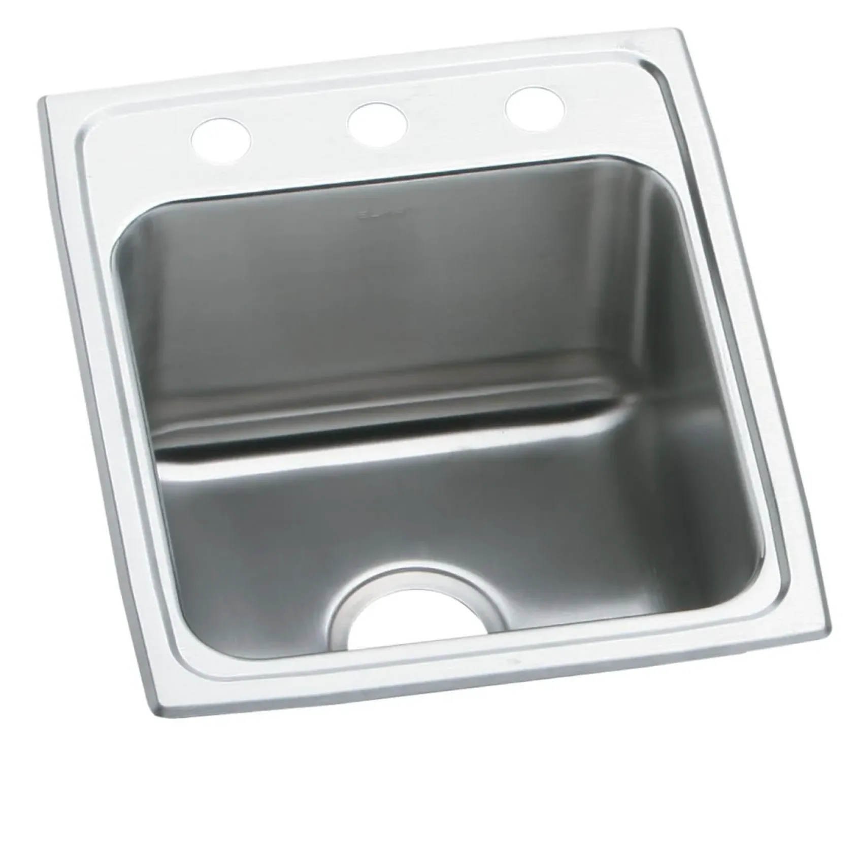 Elkay Lustertone Classic 15" Drop In/Topmount Stainless Steel ADA Kitchen Sink, Lustrous Satin, 2 Faucet Holes, LRAD1522502