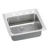 Elkay Lustertone Classic 25" Drop In/Topmount Stainless Steel ADA Kitchen Sink, Lustrous Satin, 18 Gauge, Perfect Drain, LRADQ252165PD0