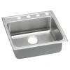 Elkay Lustertone Classic 22" Drop In/Topmount Stainless Steel ADA Kitchen Sink, Lustrous Satin, 1 Faucet Hole, LRADQ2222601