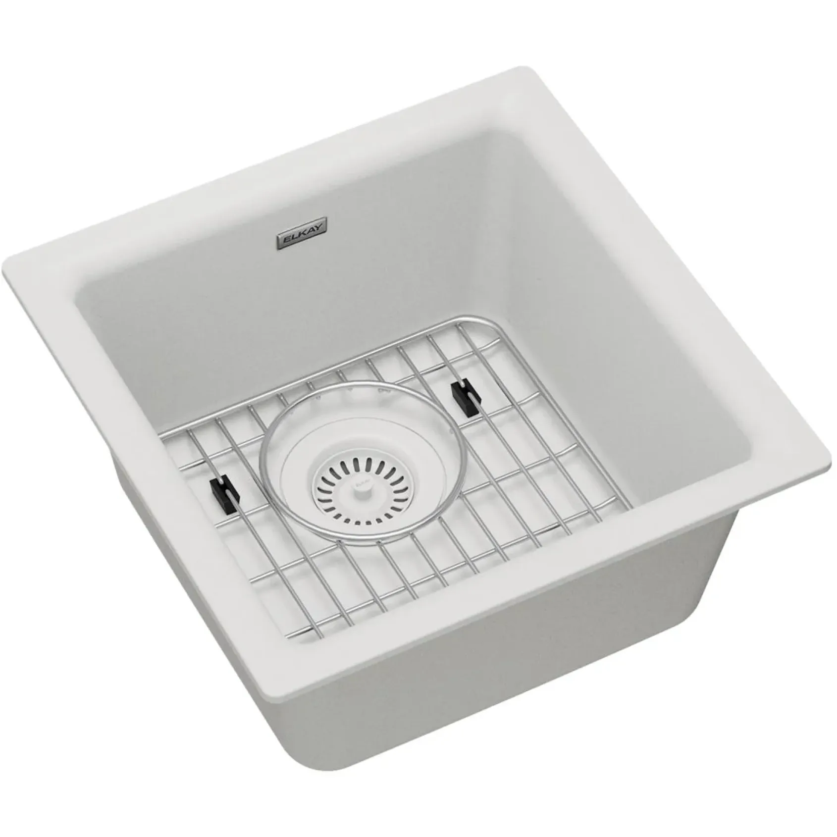 Elkay Quartz Classic 16" Rectangular Quartz Bar/Prep Sink Kit, White, ELG1616WH0C