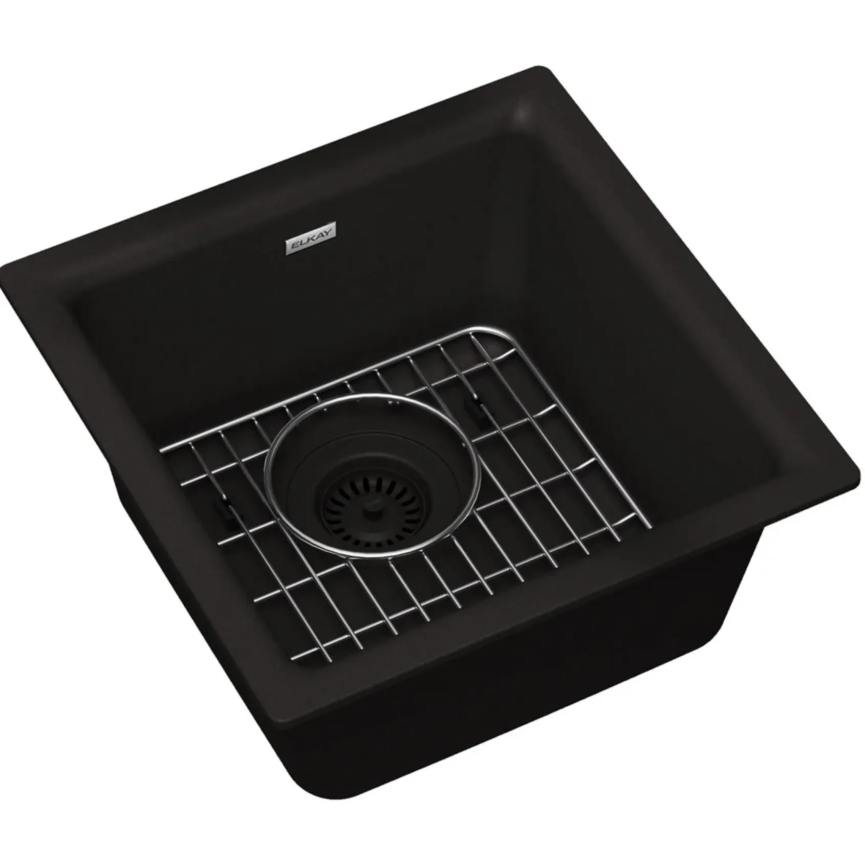 Elkay Quartz Classic 16" Rectangular Quartz Bar/Prep Sink Kit, Black, ELG1616BK0C