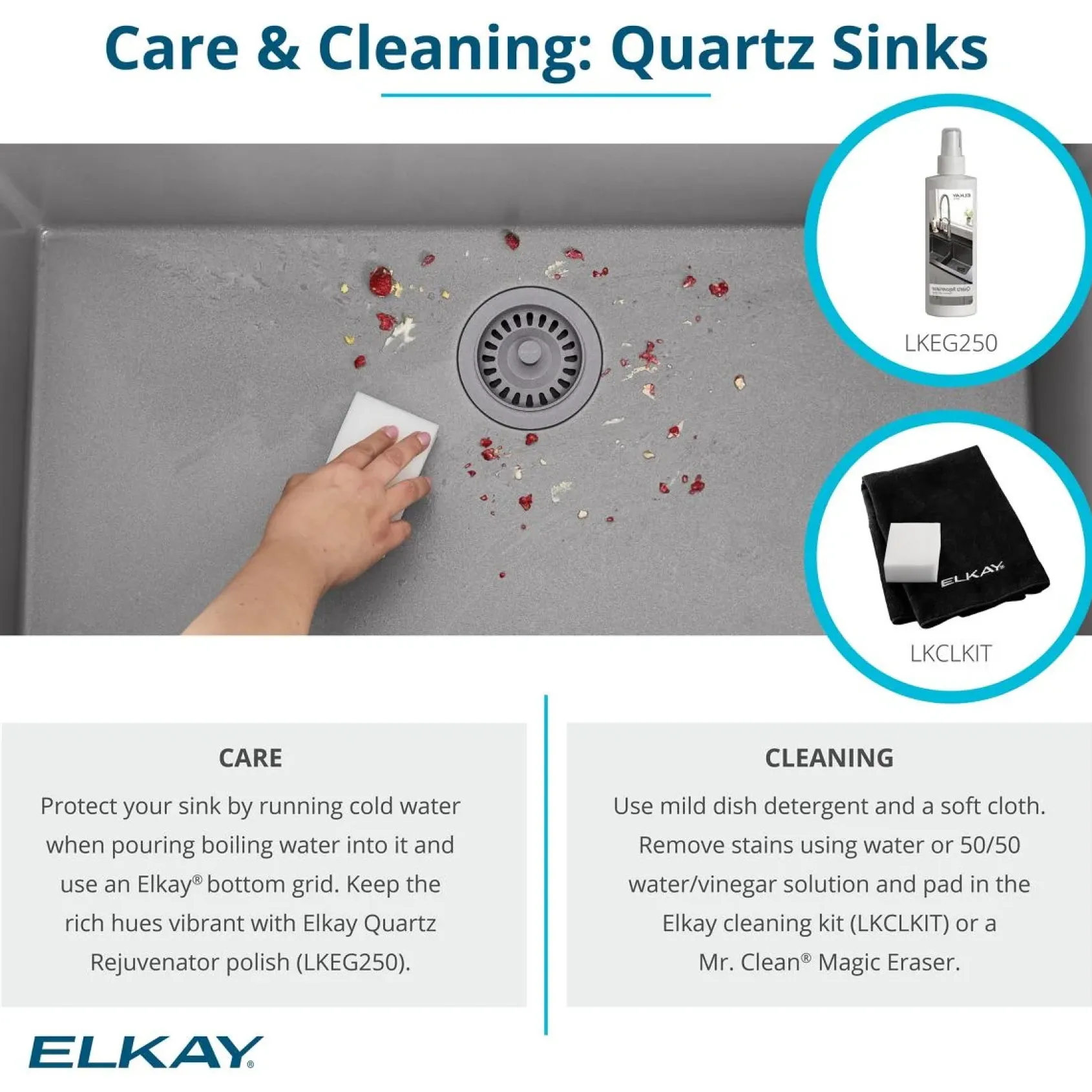 Elkay Quartz Classic 16" Rectangular Quartz Bar/Prep Sink Kit, Black, ELG1616BK0C