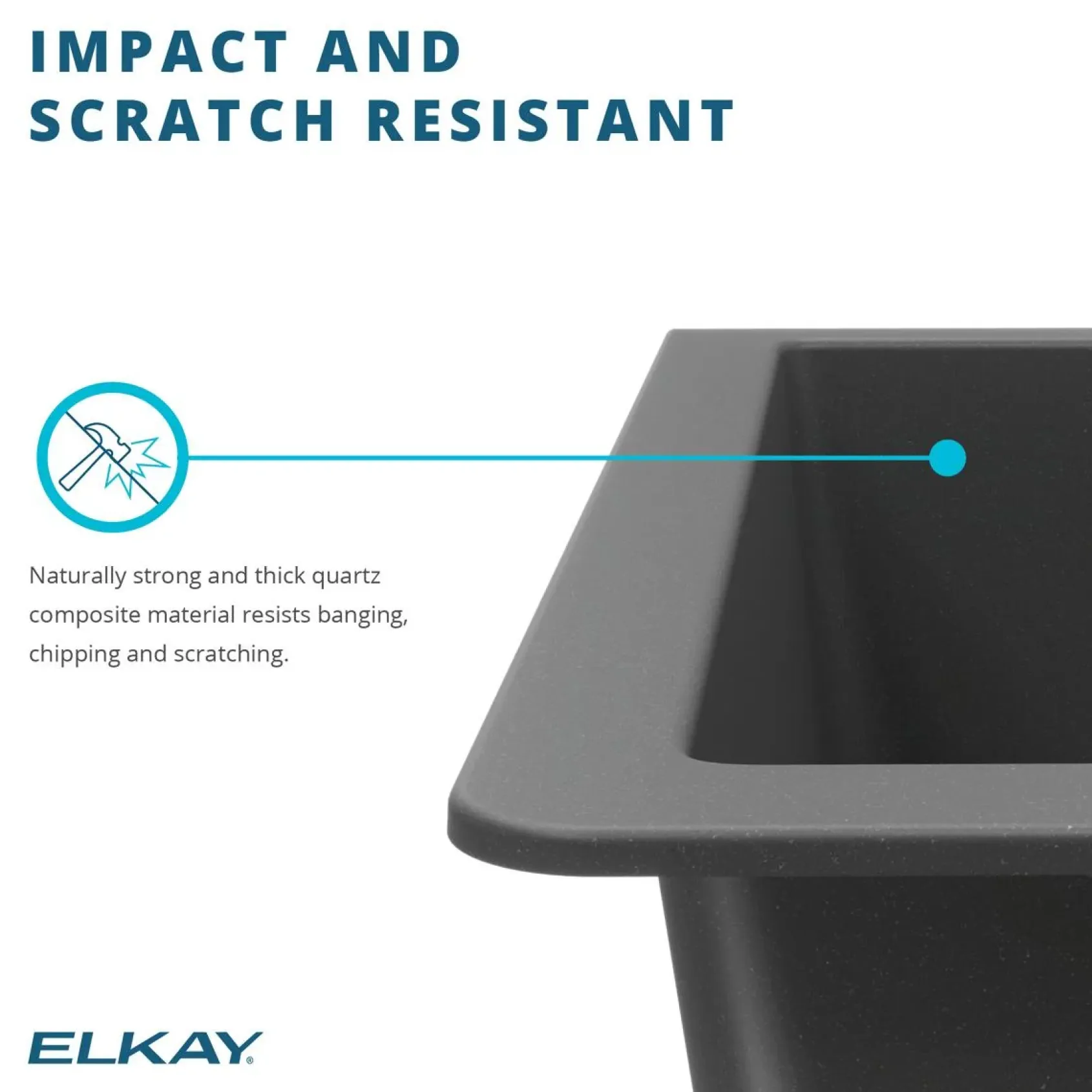 Elkay Quartz Classic 16" Rectangular Quartz Bar/Prep Sink Kit, Black, ELG1616BK0C