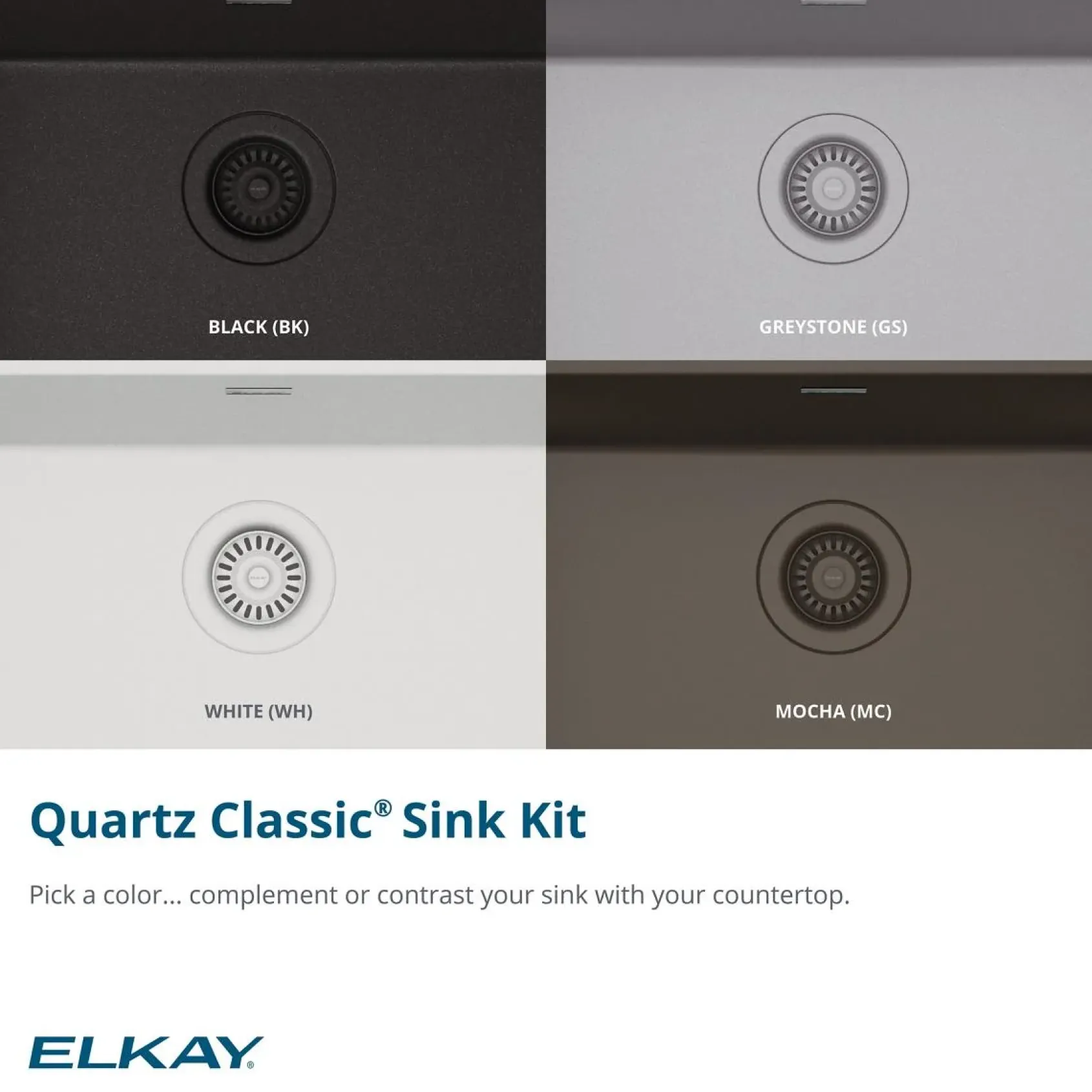 Elkay Quartz Classic 16" Rectangular Quartz Bar/Prep Sink Kit, Black, ELG1616BK0C