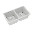 Elkay Quartz Classic 33" Undermount Quartz Kitchen Sink Kit, 50/50 Double Bowl, White, ELGU3322WH0C