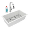 Elkay Quartz Classic 33" Undermount Quartz Kitchen Sink Kit with Faucet, Single Bowl White, ELGRU13322WHFLC