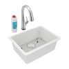 Elkay Quartz Classic 25" Undermount Quartz Kitchen Sink Kit with Faucet, Single Bowl White, ELGU2522WH0FLC