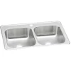Elkay Celebrity 33" Drop In/Topmount Stainless Steel Kitchen Sink, 50/50 Double Bowl, Brushed Satin, 1 Faucet Hole, CR33221