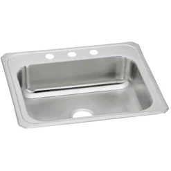 Elkay Celebrity 25" Drop In/Topmount Stainless Steel Kitchen Sink, Brushed Satin, 3 Faucet Holes, CR25223