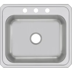 Elkay Celebrity 25" Drop In/Topmount Stainless Steel Kitchen Sink, Brushed Satin, 3 Faucet Holes, CR25223
