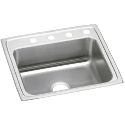 Elkay Celebrity 25" Drop In/Topmount Stainless Steel Kitchen Sink, Brushed Satin, 4 Faucet Holes, PSR25224