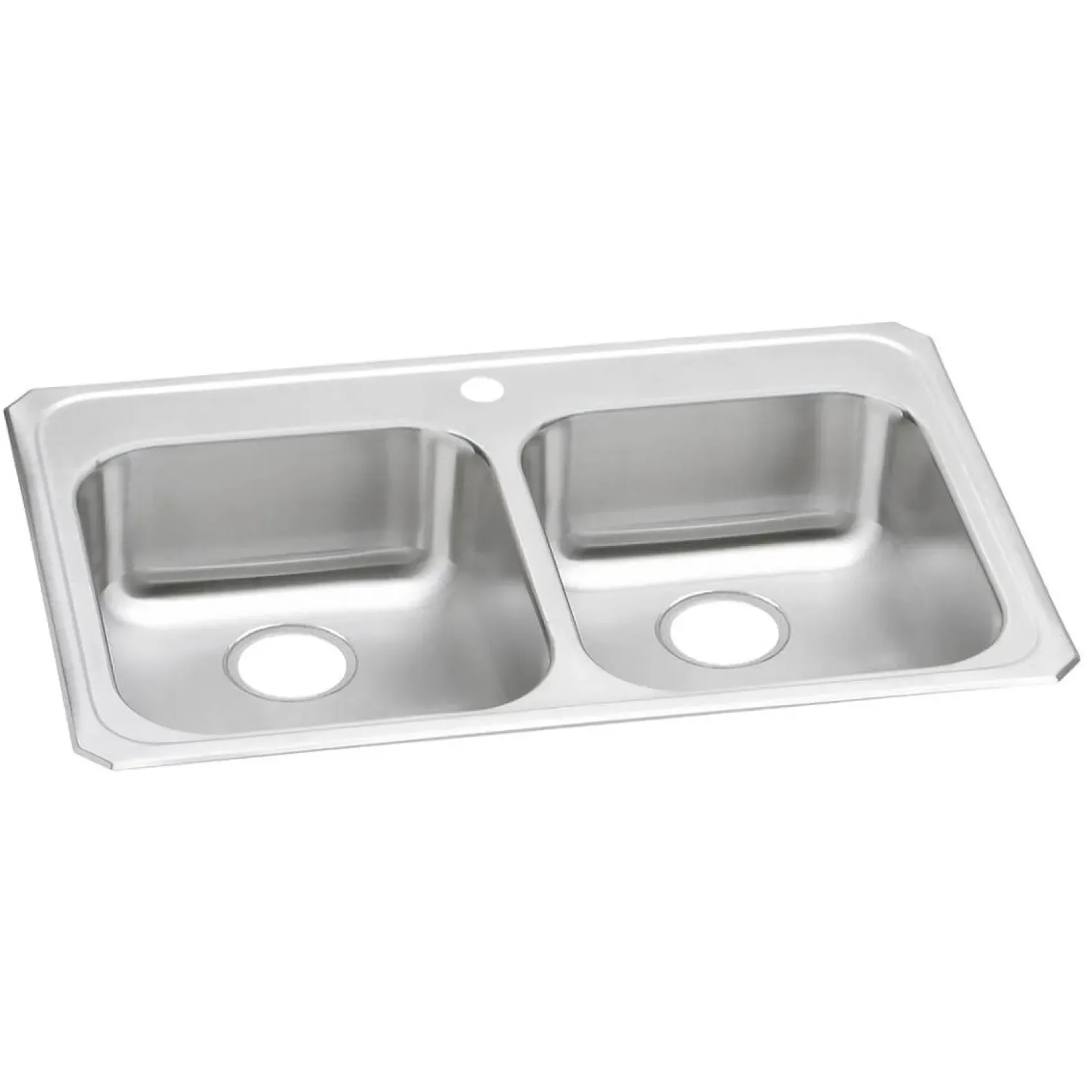Elkay Celebrity 33" Drop In/Topmount Stainless Steel ADA Kitchen Sink, 50/50 Double Bowl, Brushed Satin, 1 Faucet Hole, GECR33211