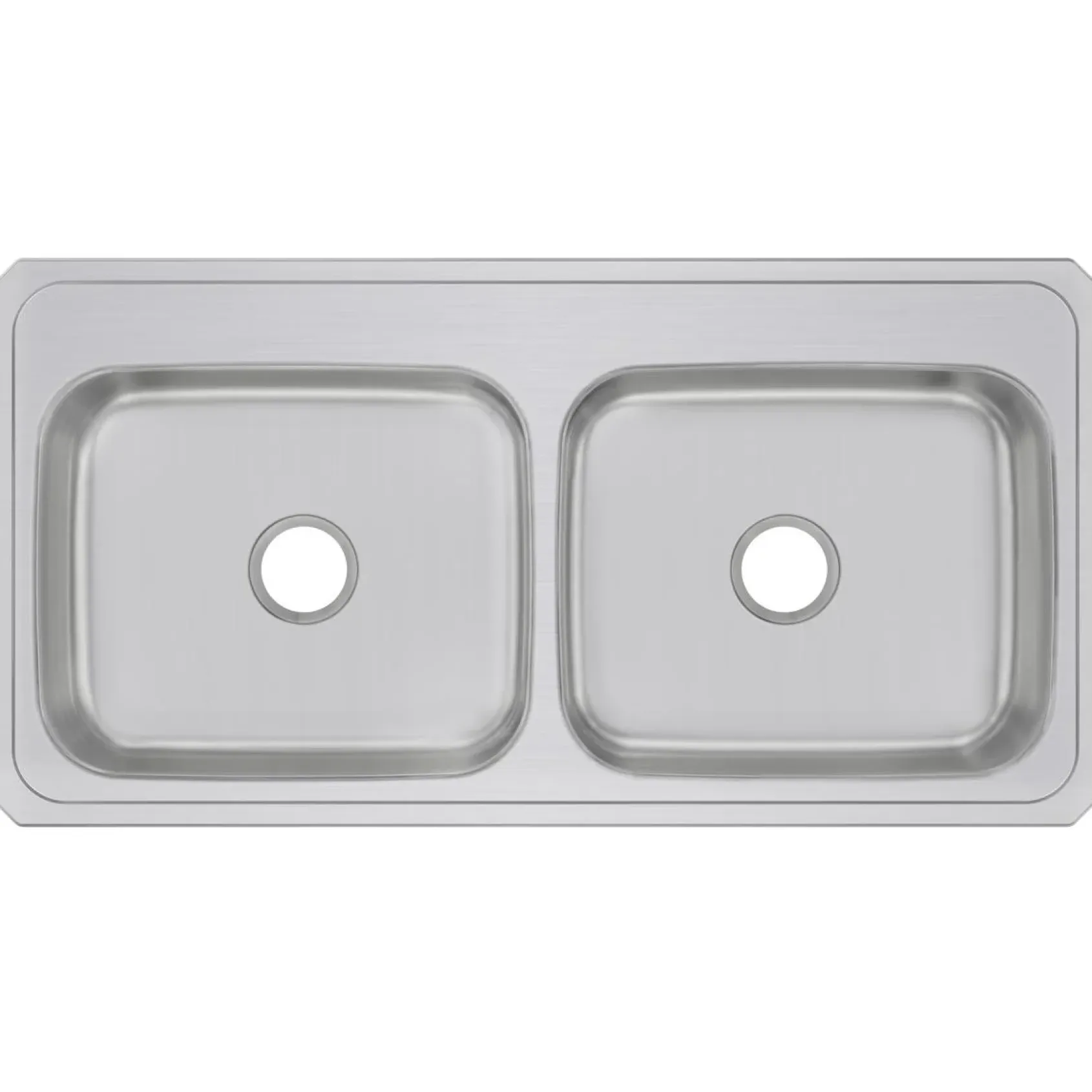 Elkay Celebrity 43" Drop In/Topmount Stainless Steel Kitchen Sink, 50/50 Double Bowl, Brushed Satin, No Faucet Hole, CR43220