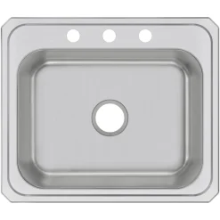 Elkay Celebrity 25" Drop In/Topmount Stainless Steel Kitchen Sink, Brushed Satin, 3 Faucet Holes, CR25213