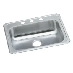 Elkay Celebrity 25" Drop In/Topmount Stainless Steel ADA Kitchen Sink, Brushed Satin, 2 Faucet Holes, GECR25212