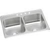 Elkay Celebrity 33" Drop In/Topmount Stainless Steel Kitchen Sink, 50/50 Double Bowl, Brushed Satin, 1 Faucet Hole, CR33211